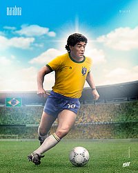 Maradona com a camisa do Brasil