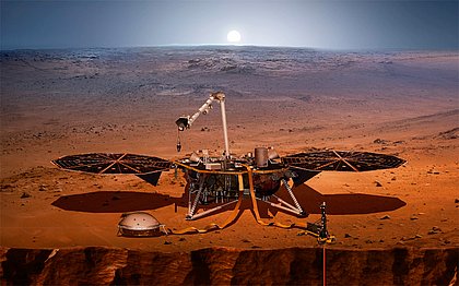 Concepção artística da sonda em Marte