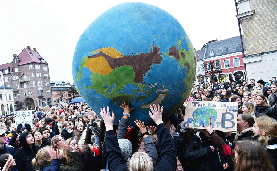 Globo terrestre em Lund, na Su&eacute;cia.