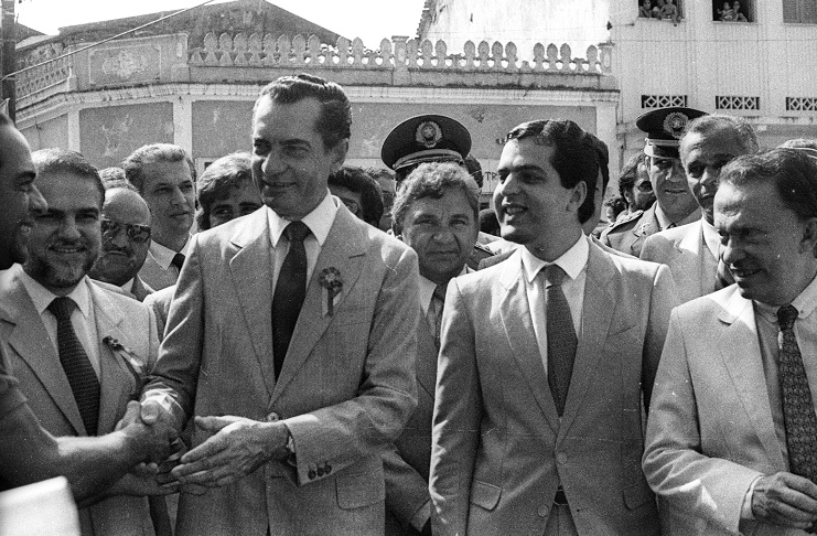 O ex-governador João Durval ao lado do ex-deputado Luís Eduardo Magalhães