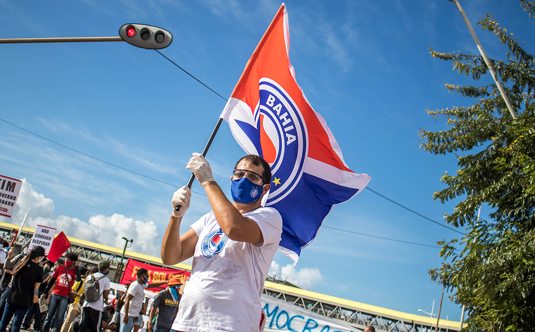Torcedores do Bahia participaram da manifestação.