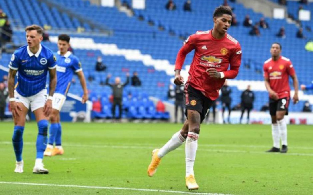 Rashford decidiu jogo contra o Brighton no Campeonato Inglês