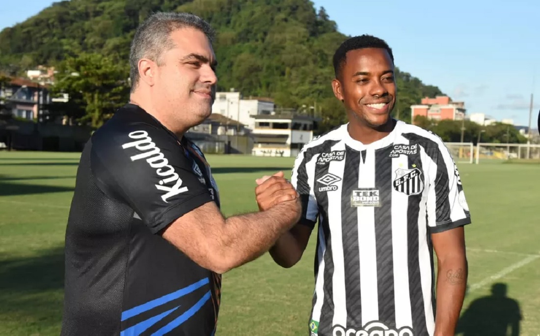 Orlando Rollo e Robinho: presidente do Santos afirmou que ficou incomodado com áudios do jogador